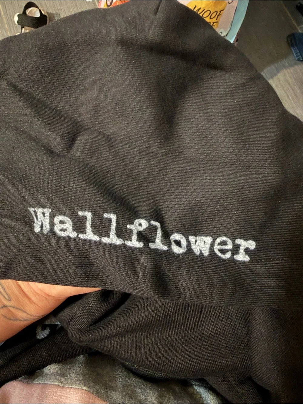 Wallflower Black Graphic Pullover Hoodie with Quote